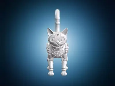 Steampunk Brass Cat Mechanical 3D Print Model 3D print model