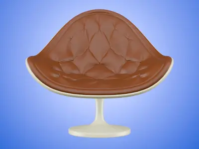 Leather Armchair and Polyurethane Twisted Base Style 3D model