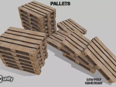 Pallets wooden option 3 Low-poly 3D model
