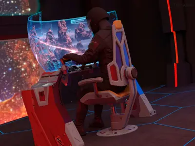 Sci-Fi Ergonomic Pilot Seat 3D model