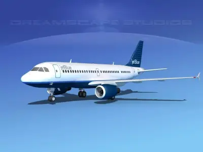 Airbus A319 Jet Blue 2 3D model