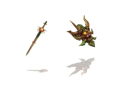 Demon - Sword and Shield Low-poly 3D model