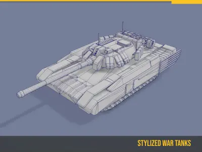 Stylized Tank T80U Low-poly 3D model