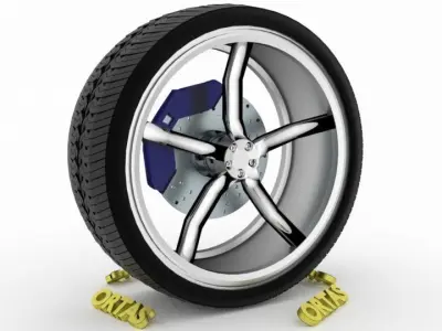ORTAS CAR WHEEL RIM 83 GAME READY WHEEL RIM TIRE 3D model