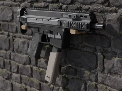Semi-Auto Pistol APC10  Free low-poly 3D model