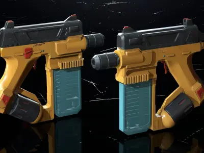 Futuristic industrial gun Low-poly 3D model