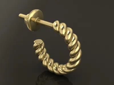 Earring Hoop Rope Twist Opened Back 7MM DIAMETER  3D print model