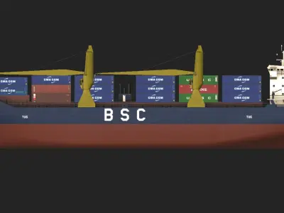 Cargo Ship with Containers Low-poly 3D model