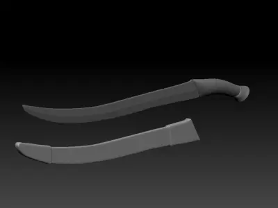 High-poly model Elf sword and scabbard 3D model