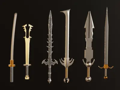  collection of swords Low-poly 3D model