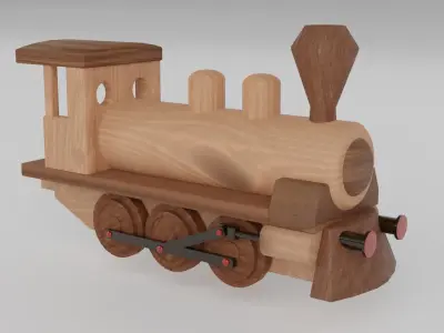 Modular Wooden Toy Railway Low-Poly Low-poly 3D model