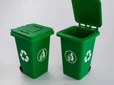 Plastic Waste Bin Low-poly 3D model