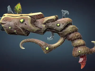 Wooden pistol Low-poly 3D model