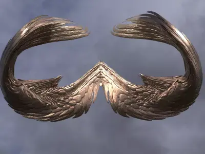 Spiral Elements Wings Curved 3D model