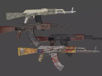 AK - 47 low poly rifle Low-poly 3D model