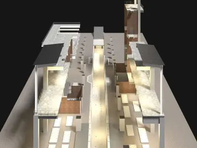 Industrial building in section cut 25i09 3D model
