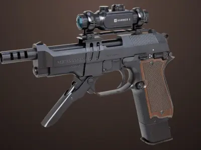 Pistol 08 Black Generic All PBR UE Textures Included Low-poly 3D model