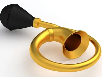 Vintage Vehicle Horn Gold 02 3D model