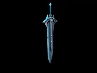 Lowpoly sword handpainted textures Free low-poly 3D model