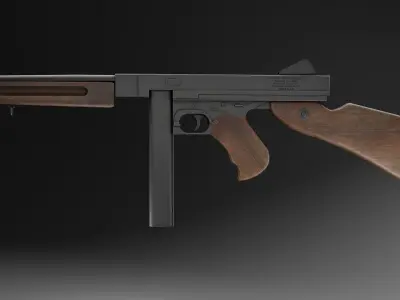 Free Thompson Submachine Gun  Free low-poly 3D model