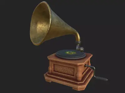 Gramophone retro Free low-poly 3D model