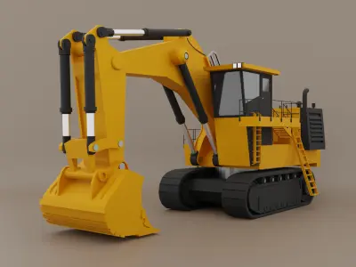 Hydraulic Mining Shovel Heavy Vehicle Low-poly 3D model