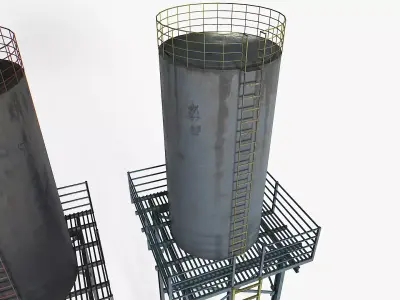 Old and Rusty Water Tanks 1 Low-poly 3D model