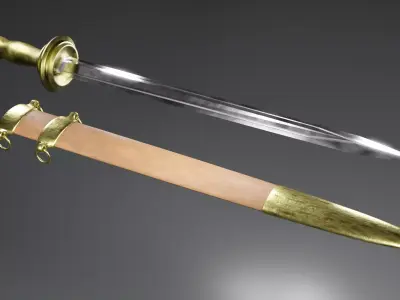 Gladius sword with gold handle 3D model