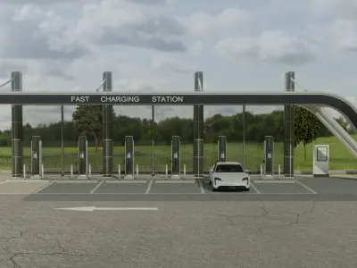 Electric Vehicle Charging Station 3D model buy