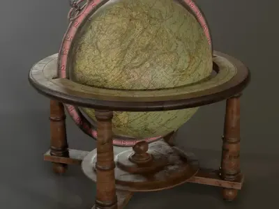 Antique world globe Low-poly 3D model