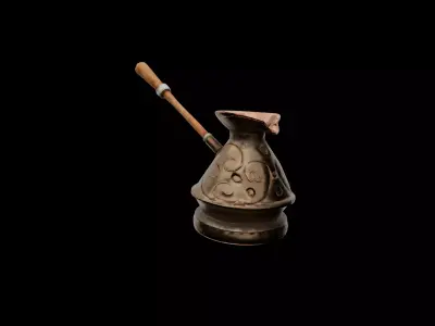 Vintage Copper Coffee Pot Low-poly 3D model