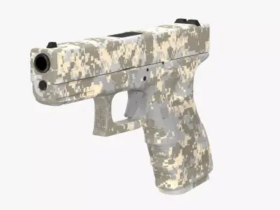 Glock 19 Camouflage Grey Low-poly 3D model