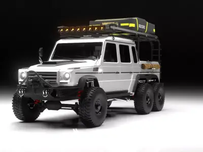 6x6 camping truck Low-poly 3D model