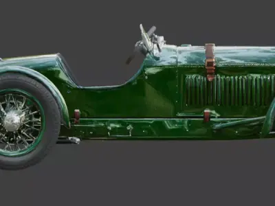 Vintage British Racing Green Roadster 3D Model Low-poly 3D model