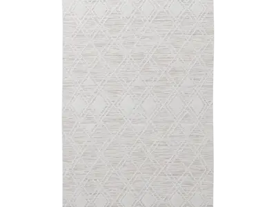  Heathered Knitted Diamond Designer Rug Model, White 