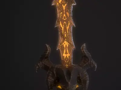 Stylized Sword Wearpon with deamon head PBR low-poly game ready Low-poly 3D model