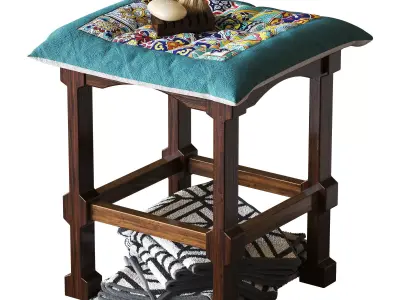 Towels on a stool Low-poly 3D model