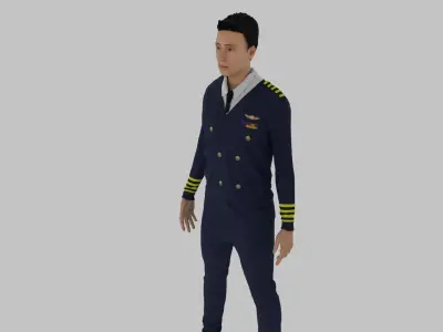 Pilot male in uniform Low-poly 3D model