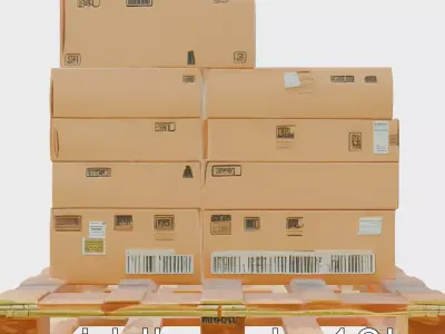 Warehouse Pallet Stack with Cardboard Boxes Low-poly 3D model