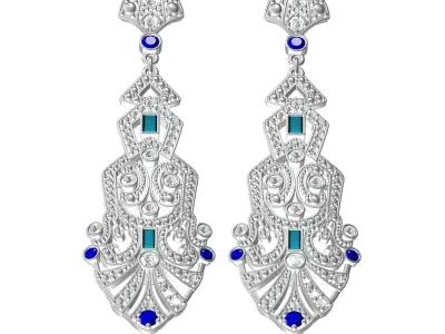 Antique Art Deco Diamond Stud Earring 3D print model