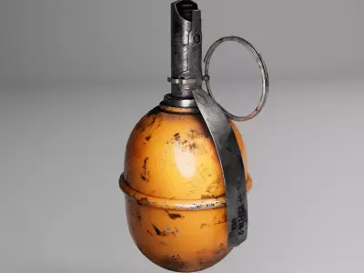 Granade orange grenade with metal handle Low-poly 3D model