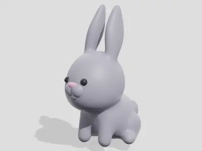 Cute gray rabbit  3D model