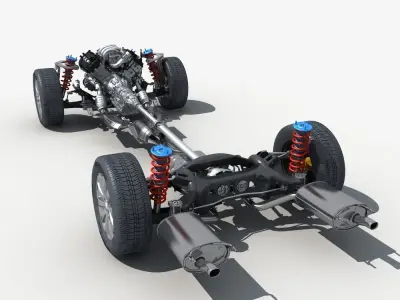  Car Chassis with Engine  3D model