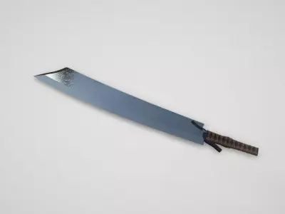 Game asset Unique Battle Blade with Leather Grip 3D model