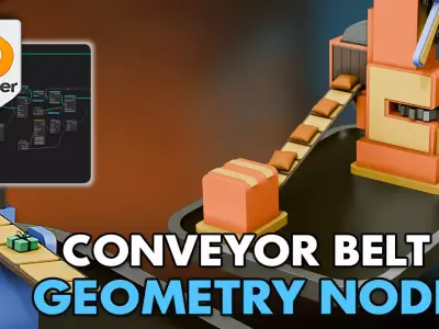 3D Tudor Blender Conveyor Belt Geometry Node 3D model