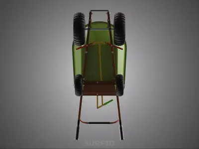 BRAKING SYSTEM TIPPING FOUR WHEEL WHEELBARROW BARROW DUMP LINER 3D model