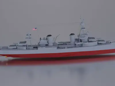 USS Pensacola CA 24 with  4 LODs and Hitbox Free low-poly 3D model