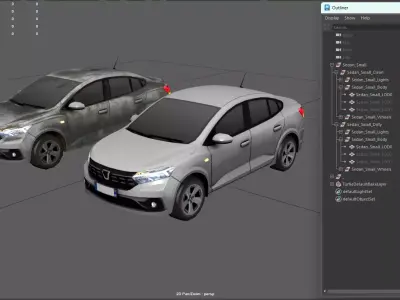 Gridlock - Small Sedan - PBR Game ready Car Low-poly 3D model