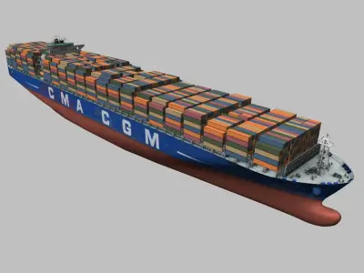 Container ship (New Panamax) + VTEL 3D model