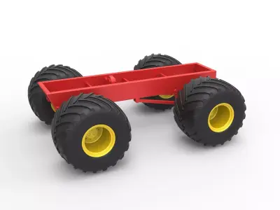Old school monster truck chassis Scale 1 to 25 3D print model